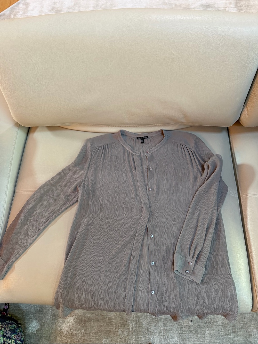 Eileen Fisher Grey Button-Up Shirt - 100% Silk